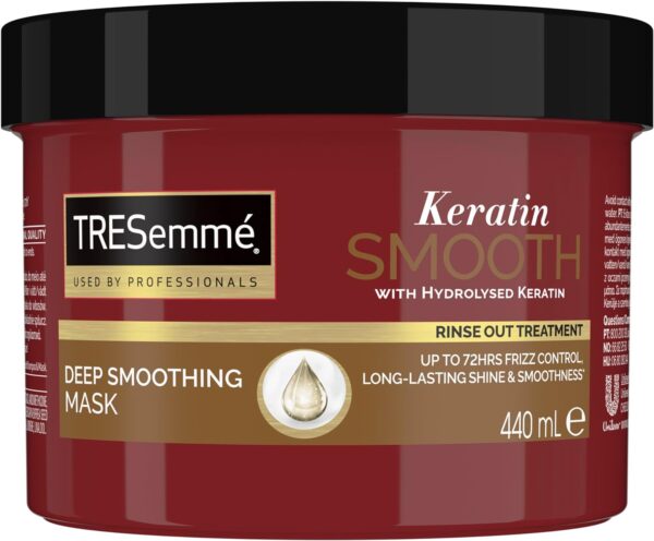 TRESemmé Keratin Smooth Deep Smoothing Mask rinse-out hair treatment with hydrolysed keratin for soft, shiny, frizz-free hair 440 ml