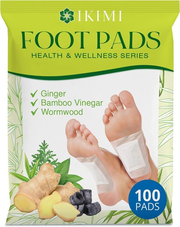 100 Ginger Foot Pads for Better Sleep, Stress Relief, and Care - Bamboo Vinegar Wormwood Powder Patches