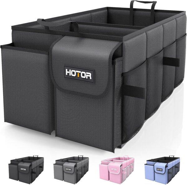 HOTOR Trunk Organizer for Car - Car Organizer, Foldable Trunk organizer for SUVs & Sedans, Sturdy Car Organization for Car Accessories, Tools, Sundries, Black,