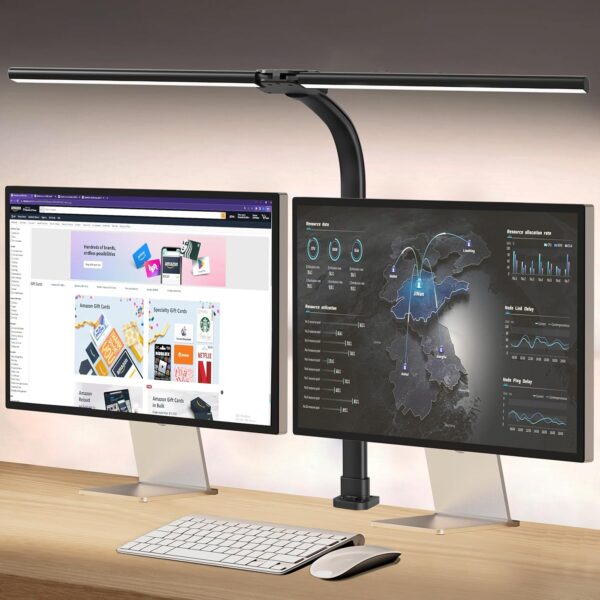 Led Desk Lamp for Home Office,24W Bright Eye-Caring Desk Light with Clamp,5 brightness and 5 temperatures Dimmable Workbench Task Light, Adjustable Gooseneck Table Lamp for Monitor Study