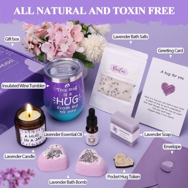 Bath Sets Birthday Pamper Gifts for Women Her, Unique Skin Care Hug in a Box Spa Gifts Set with Pocket Hug Token Self Care Package for Her Get Well Soon Hamper Thinking of You Gifts for Women Mum - Image 4