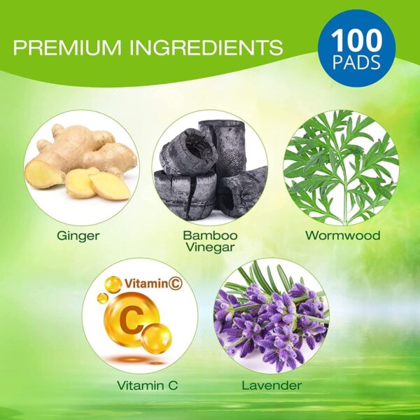 100 Ginger Foot Pads for Better Sleep, Stress Relief, and Care - Bamboo Vinegar Wormwood Powder Patches - Image 3