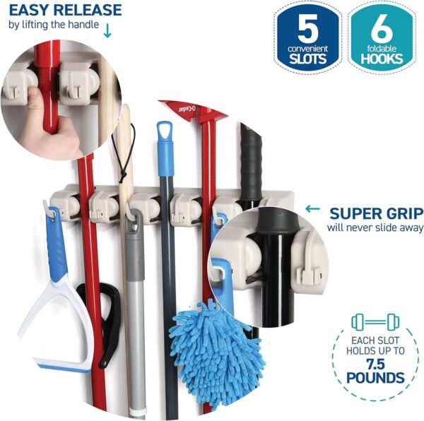 HOME IT Mop And Broom Holder - Garage Storage Systems - Image 5