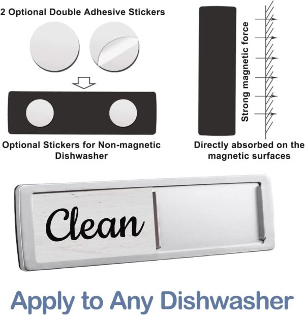 Dishwasher Magnet Clean Dirty Sign, Farmhouse Rustic Wood Design - Image 3